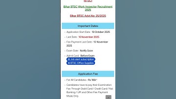 BTSC Work Inspector Online Form 2025 BTSC Work Inspector Big Update 🔥 Apply Now – Last Date Shock!