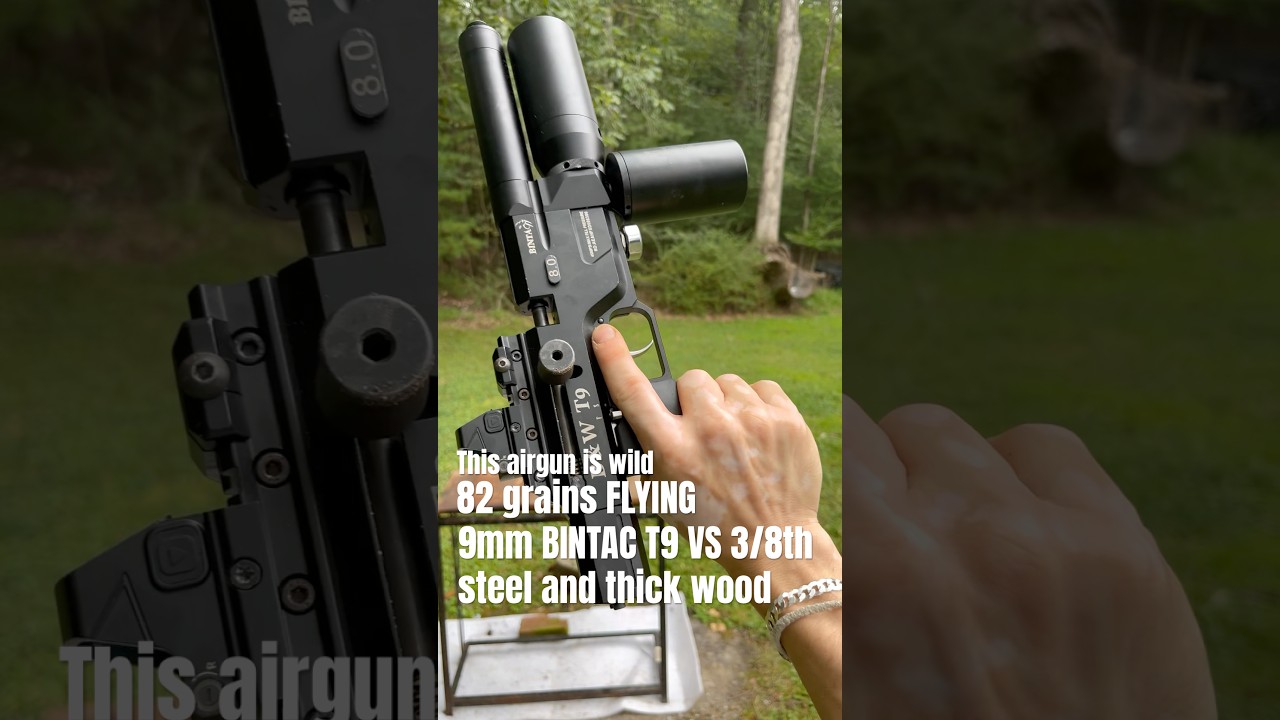 Bintac T9 9mm airgun VS steel and wood