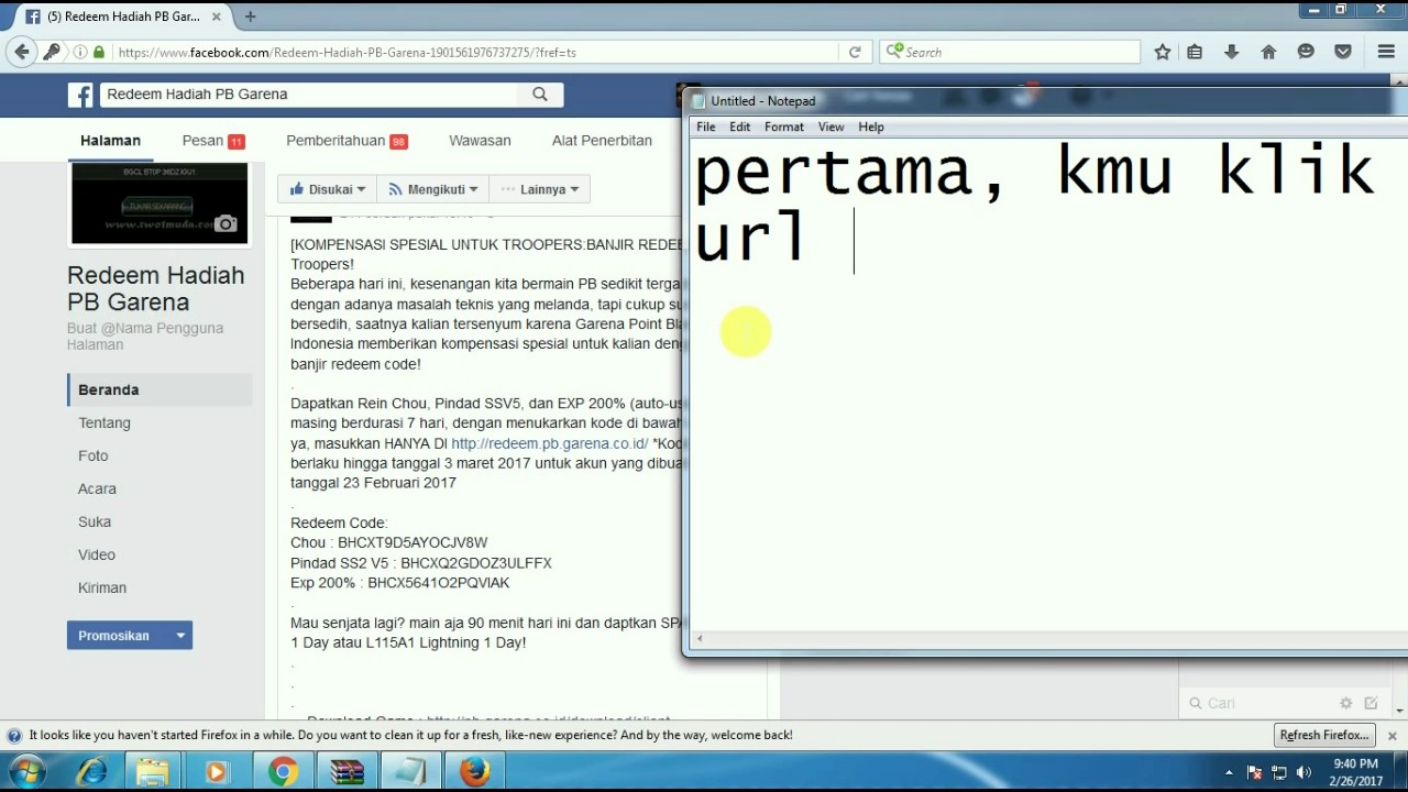 Cara redeem code hadiah pb garena youtube