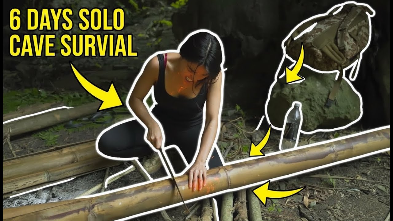 6 Days Solo Bushcraft: Building a Permanent Cave Shelter in a Tropical Rainforest Downpour