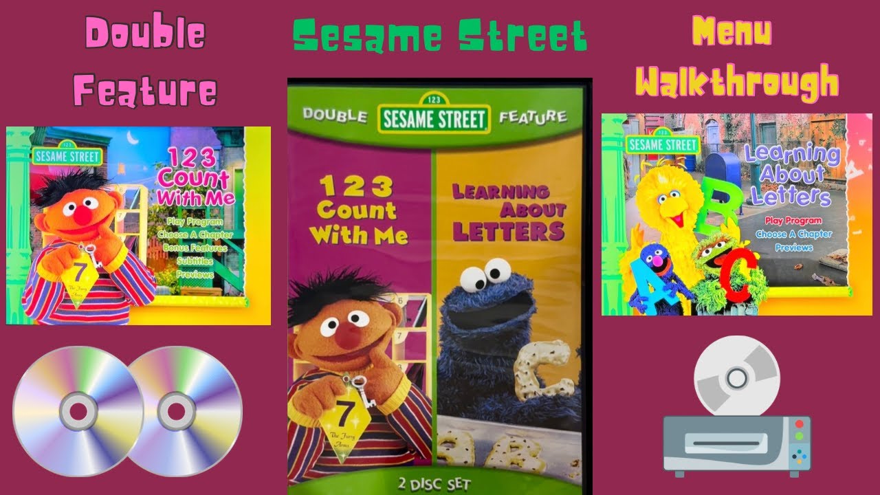 Sesame Street 123 COUNT WITH ME and LEARNING ABOUT LETTERS DVD Menu Walkthrough.
