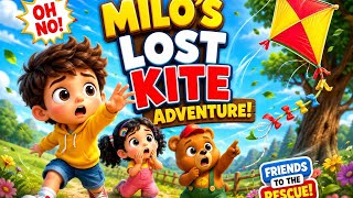 🪁 Milo's Lost Kite Adventure 🌈 | Kids Rhymes & Friendship Song | Milo, Nina & Bobo Cartoon