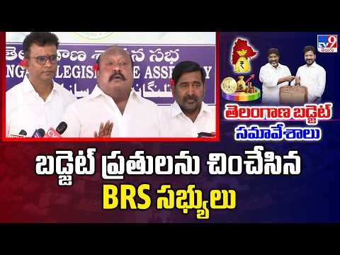 BRS Leaders Protests at Media Point | బడ్జెట్ ప్రతులను చించేసిన BRS సభ్యులు - TV9 - TV9
