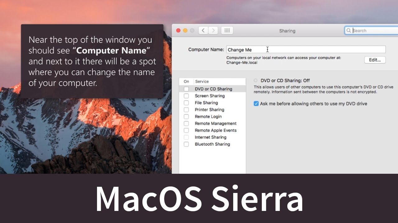 mac os sierra asking for name and password