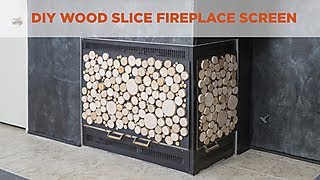 Conceal an ugly fireplace with this easy-to-make wood slice screen from House Counselor Laurie March. See more photos and tips 