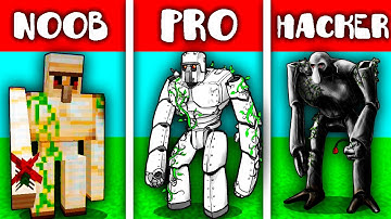 Noob vs Pro vs Hacker! Iron Golem! Pixel Art
