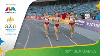 Vietnam in dominant win over rivals in Women's 4x400m Relay race! | Athletics | SEA Games 2023