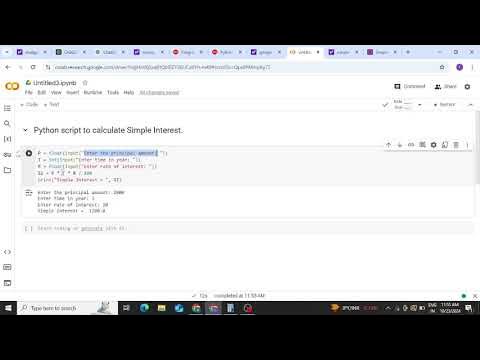 Day2: Write Python script to calculate Simple Interest. - YouTube