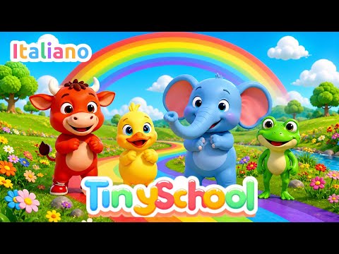 Canzone degli animali arcobaleno + 3 canzoni educative | Colori, animali e forme | TinySchool