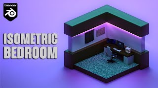 Blender 3.2 | Isometric Bedroom | Low Poly 3D Modeling