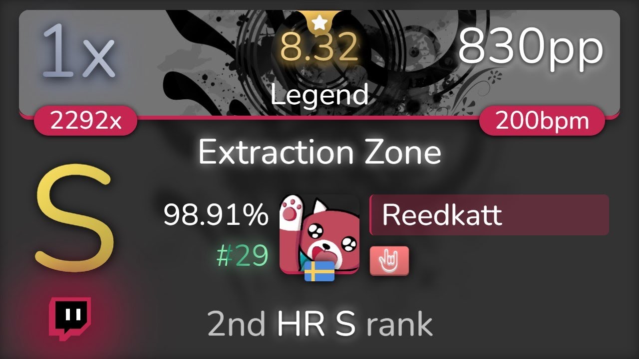 [8.32⭐Live] Reedkatt | DragonForce - Extraction Zone [Legend] +HR 98.91% {#29 830pp 1xSB} - osu!