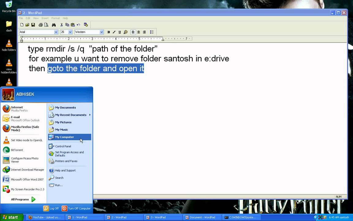 how to delete or remove a folder by cmd prompt - YouTube