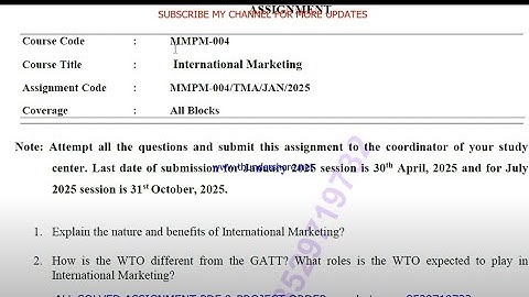 IGNOU MMPM - 004 Solved Assignment Jan 2025 | July 2025 | PDF | MBA | International Marketing
