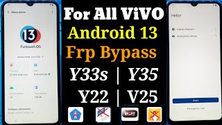 Today 100% Working New Method All ViVO Android 13 Frp Bypass | Vivo Y33s/Y35/Y22/Y22s/V25/T1 5G/Y75