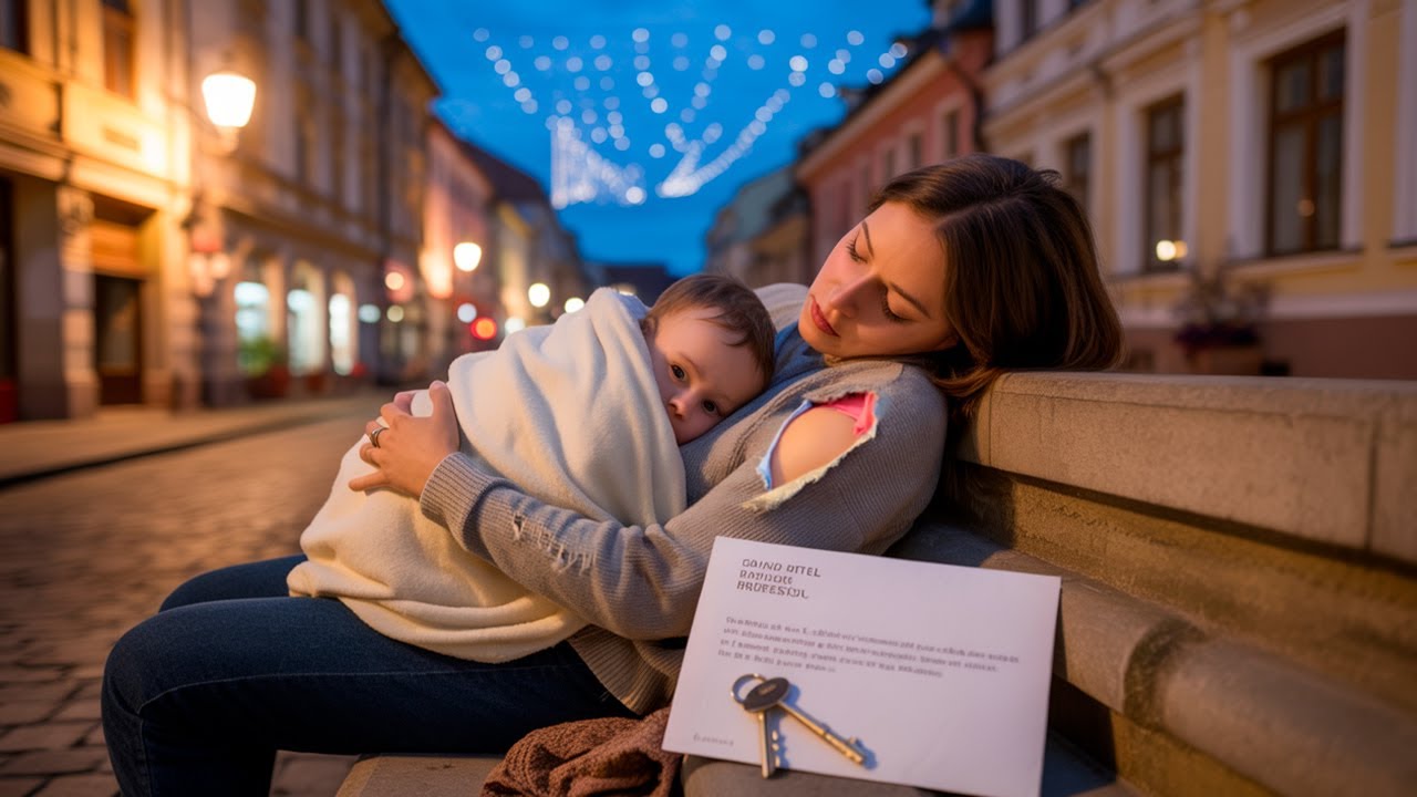 Mamă săracă adoarme pe o bancă din Sibiu — un milionar lasă o cheie de hotel și o scrisoare