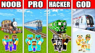 Minecraft: FAMILY MODERN TRAIN STATION BUILD CHALLENGE - NOOB vs PRO vs HACKER vs GOD in Minecraft