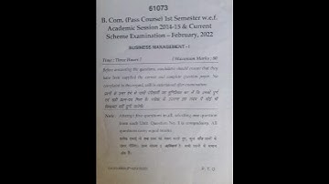 BCOM | BUSINESS MANAGEMENT | MDU | QUESTION PAPER | 1ST YEAR |     JULY-2022 |