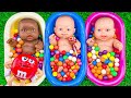 3 Minutes Satisfying Video | Mixing Funny Candy in Rainbow 3 Bathtub with Magic Make Up M&amp;M's ASMR