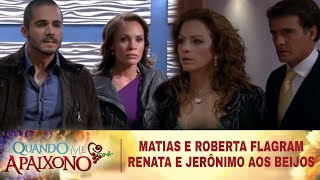 Quando Me Apaixono - Matias e Roberta flagram Renata e Jerônimo aos beijos