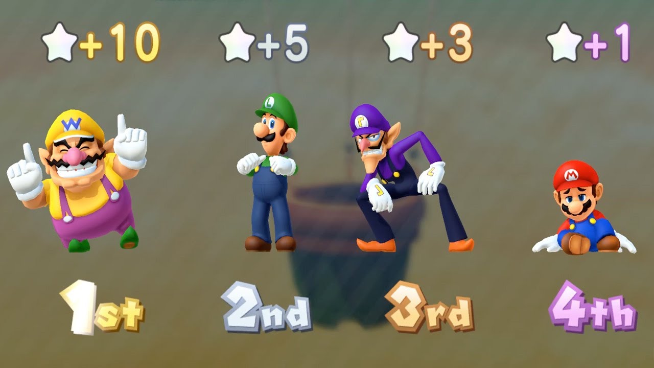 Mario Party 10 Airship Central - Wario vs Luigi vs Mario vs Waluigi (Very Hard)