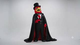 Formal Red Eagle Mascot Costume Top Hat Tuxedo & Cape