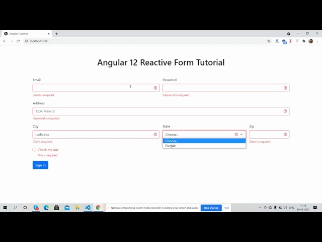 Angular 12 Reactive Form Working Demo | Email Validation | Checkbox Validation