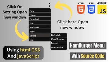 Multiple Hamburger Menu using html css and javascript | create 3 Dot Menu #javascript #css #html5