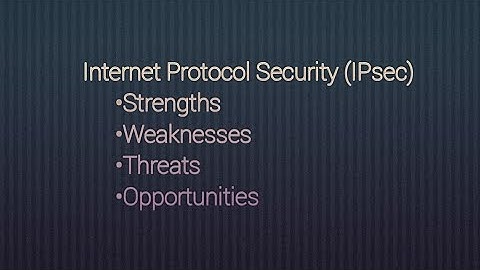 IPsec Strengths, Weaknesses, Threats and Opportunities.