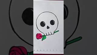 Skull 💀 with rose in mouth🌹Drawing #shorts #satisfying #creative #shortvideo