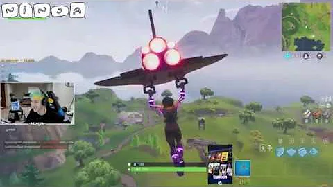 NINJA REACTS TO NEW DEEP SPACE LANDER IN FORTNITE! EPIC GLIDER Fortnite   Funny and OP Moments