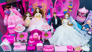 21 Minutes Satisfying Unboxing Wedding Barbie Princess Bedroom Dress Up Playset ASMR Review Toys