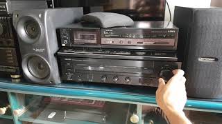 Pioneer S - J75V speaker, AIWA f360 tape deck, Denon PMA - 320 Amplifier.