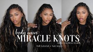 54| HOW TO: DIY POPULAR BOHO KNOTLESS BRAIDS W/ BODY WAVE MIRACLE KNOTS FT. @Ywigs #jaidanielle
