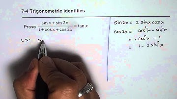 Trigonometric Identity (sinx + sin2x)/(1 + cosx + cos2x) = tanx with Double Angle Expressions