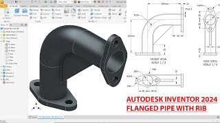 Autodesk Inventor 2024 Tutorial Flanged Pipe with Rib