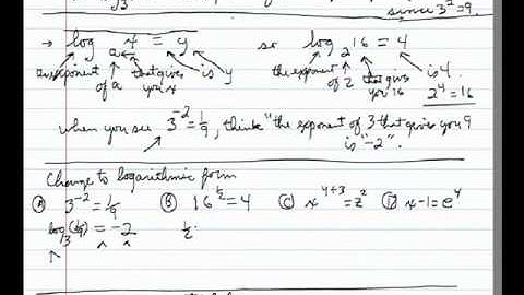 Changing Between Exponential and Logarithmic Form Verbal Approach tube.wmv