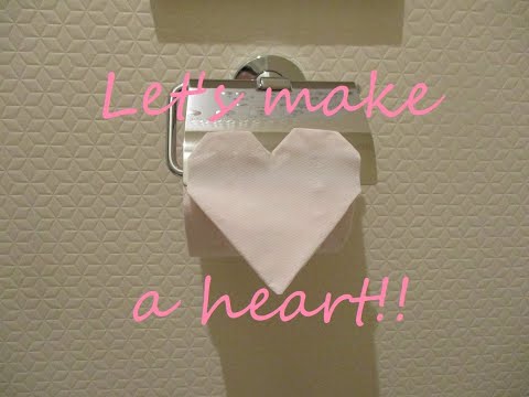 How to make Toilet Paper Origami heart !!簡単トイレットペーパーでハートのおもてなし第二弾♡トイレットペーパー 折り紙　ハートバージョン♡（字幕あり）