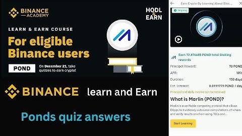 Binance Learn and Earn POND Quiz Answers Today |What is Marlin Pond | Right Answers