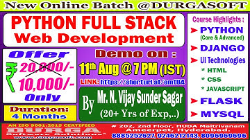 PYTHON FULL STACK Web Development Online Training @ DURGASOFT