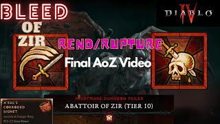 Diablo 4 - My last AoZ video, Rend/Rupture Build