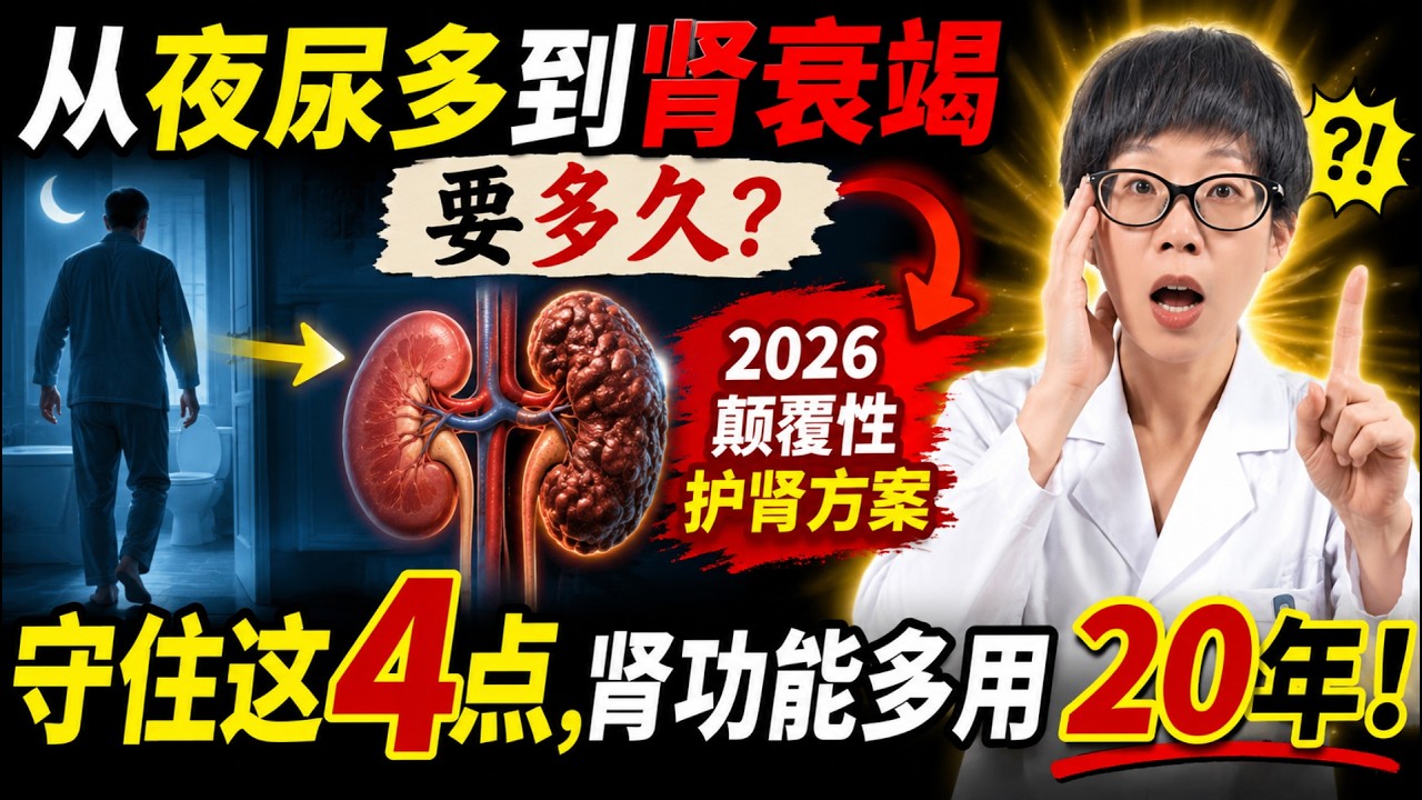 从夜尿多到肾衰竭要多久？2026颠覆性护肾方案：守住这4点，肾功能多用20年！【安澜谈健康】#夜尿多是肾问题吗 #肾衰竭 #慢性肾病 #护肾方案2026 #起夜频繁 #蛋白尿ACR