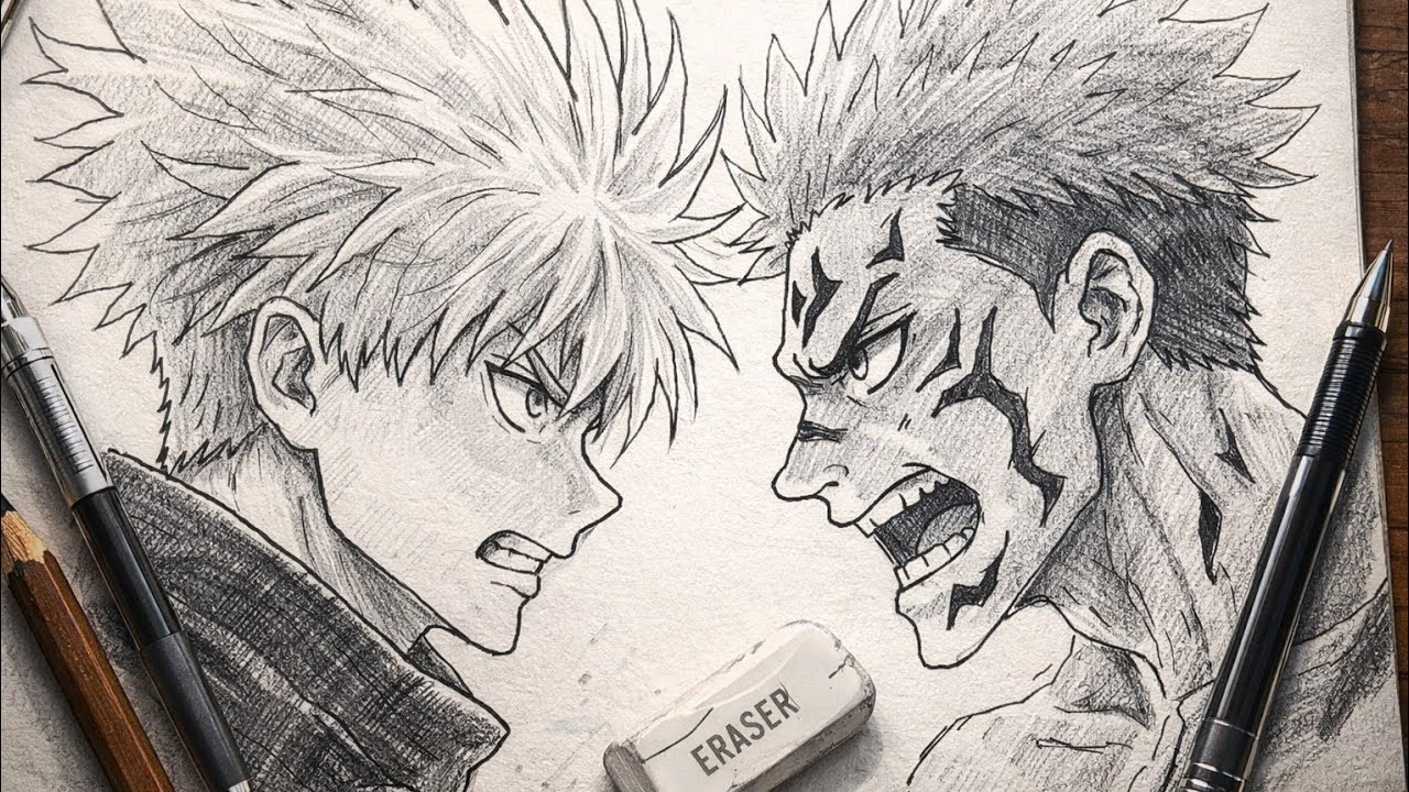 How to Draw Gojo vs Sukuna | Epic Anime Fight Drawing Tutorial (Step-by-Step)