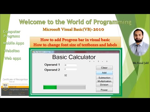 how to add progressbar and change font sizes of textboxes and labels