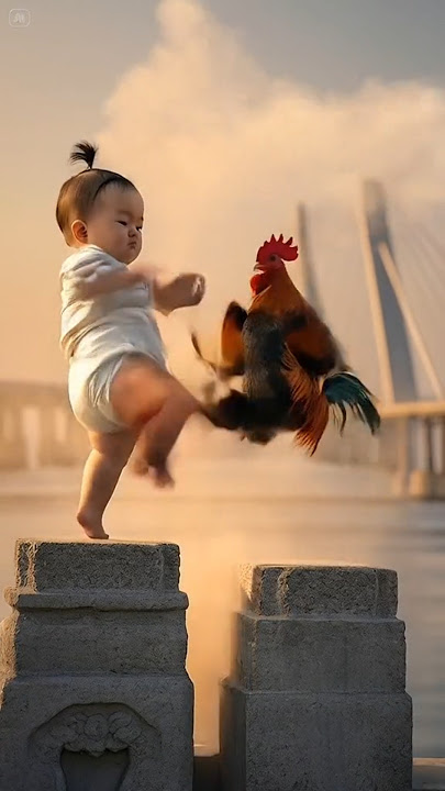 Ai generated animated video | a healthy little baby boy fighting with hen #ai #cute #trendingshorts