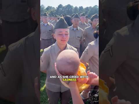 The soldier's reaction to seeing her nephew for the first time.