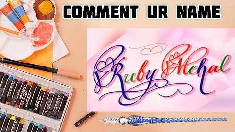 Ruby Mehal Name Signature Calligraphy Status | How to Draw, Cursive Calligraphy with Cut Marker