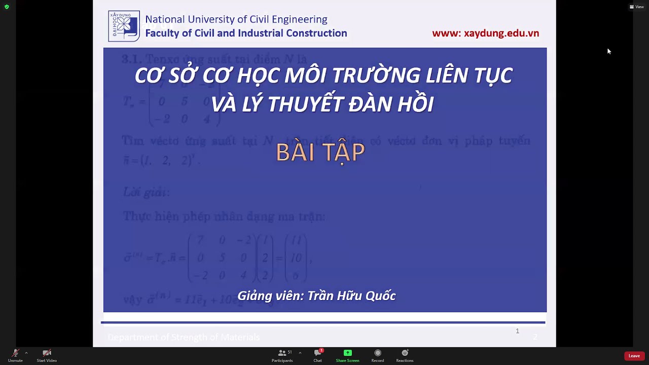 Cơ học môi trường liên tục bài tập ứng suất và biến dạng