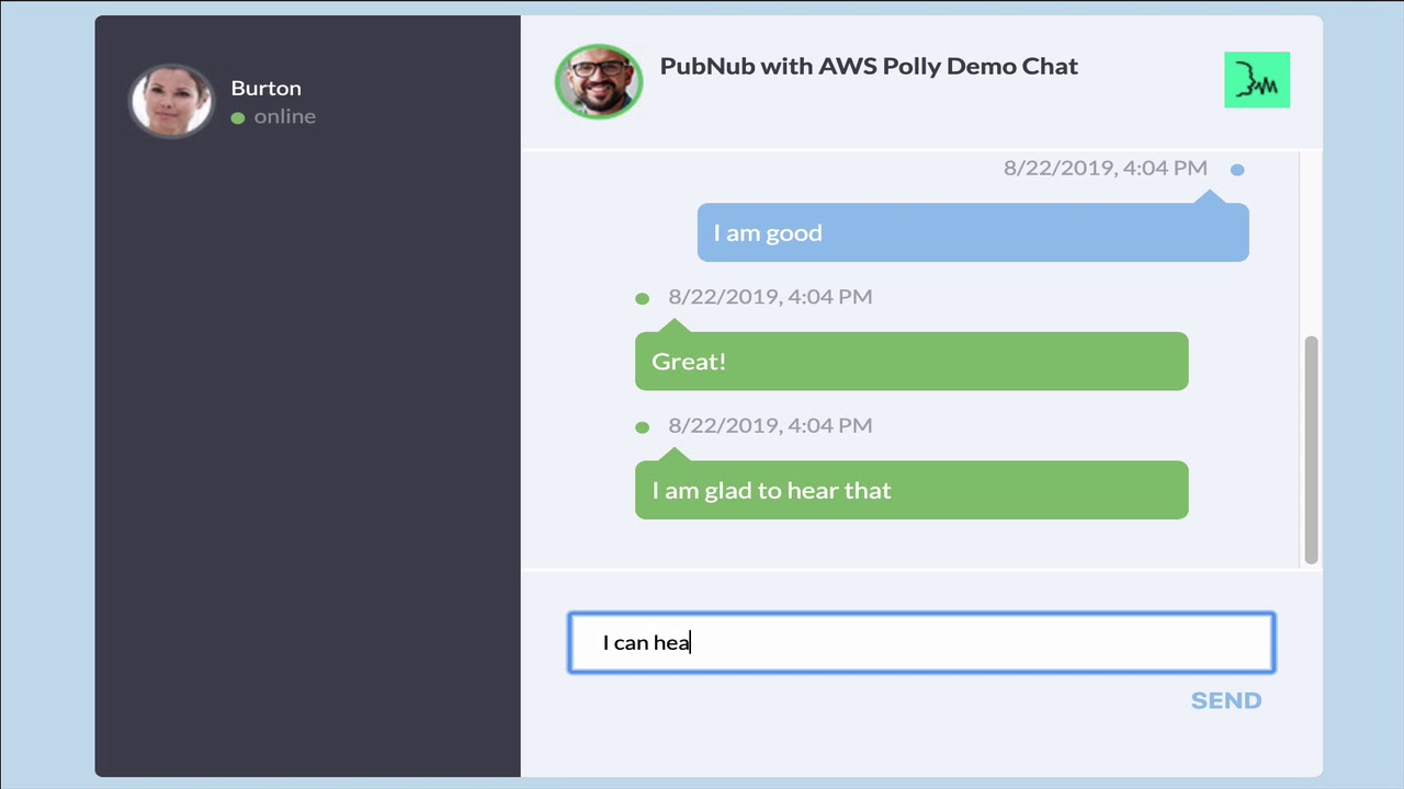 Demo How To Build A Text To Speech Chat App With Amazon Polly Youtube