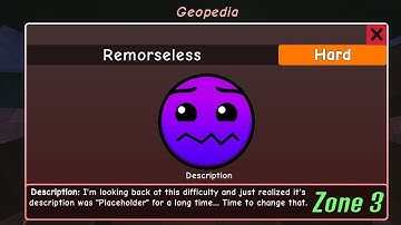 How to get REMORSELESS in FIND THE GEOMETRY DASH Difficulties Roblox Zone 3 [ UPDATED ]