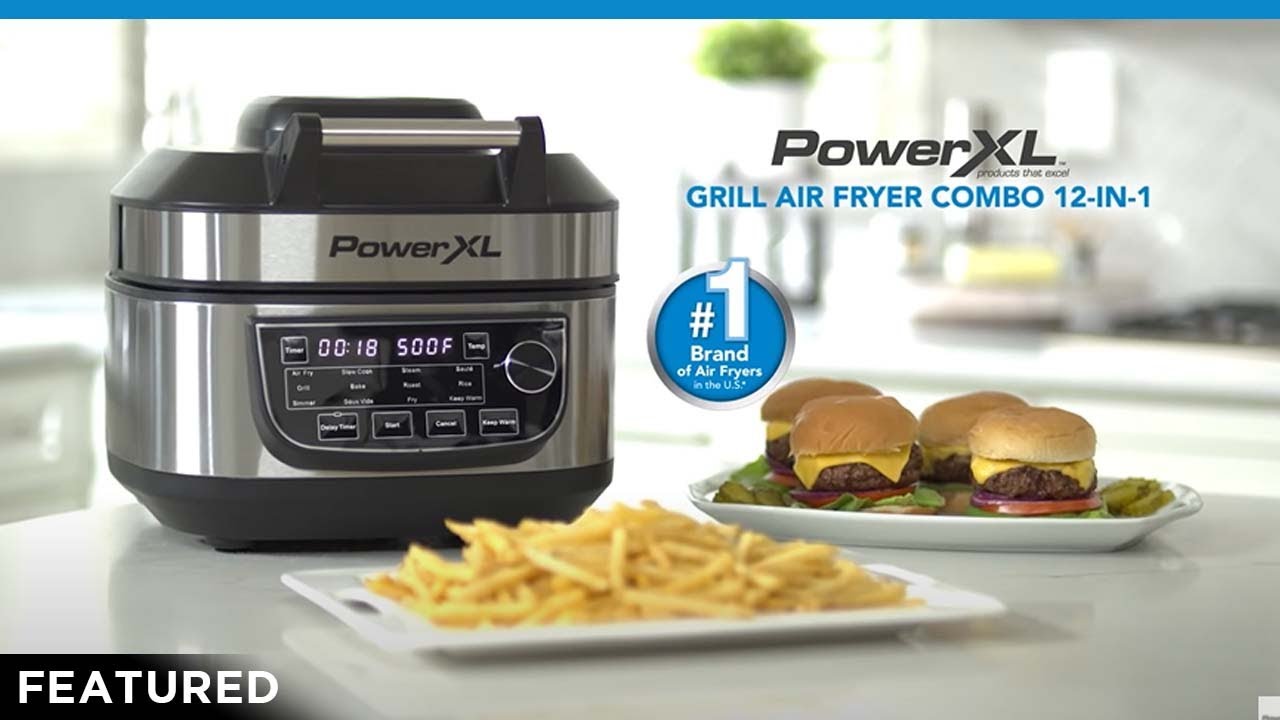 PowerXL Grill Air Fryer  12-In-1 Grill, Air Fryer & Space Saving  Multicooker!